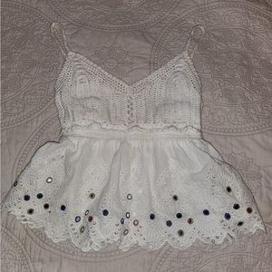 Crochet Tank Top with Multicolor Mirrored Sew-Ins - fits like a Medium